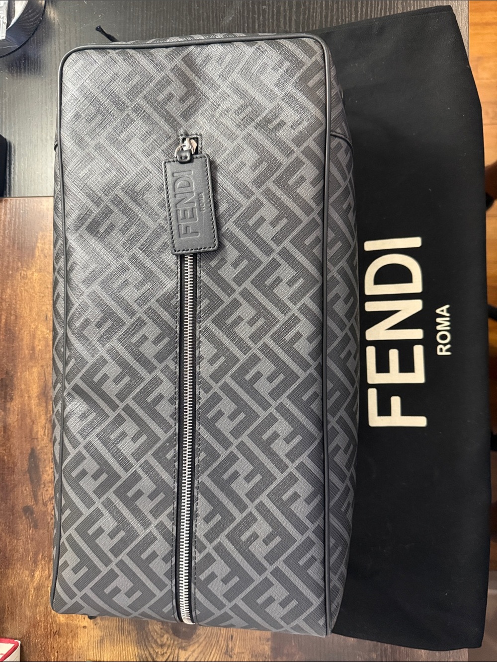 Fendi Black & Gray FF Logo Toiletry Kit